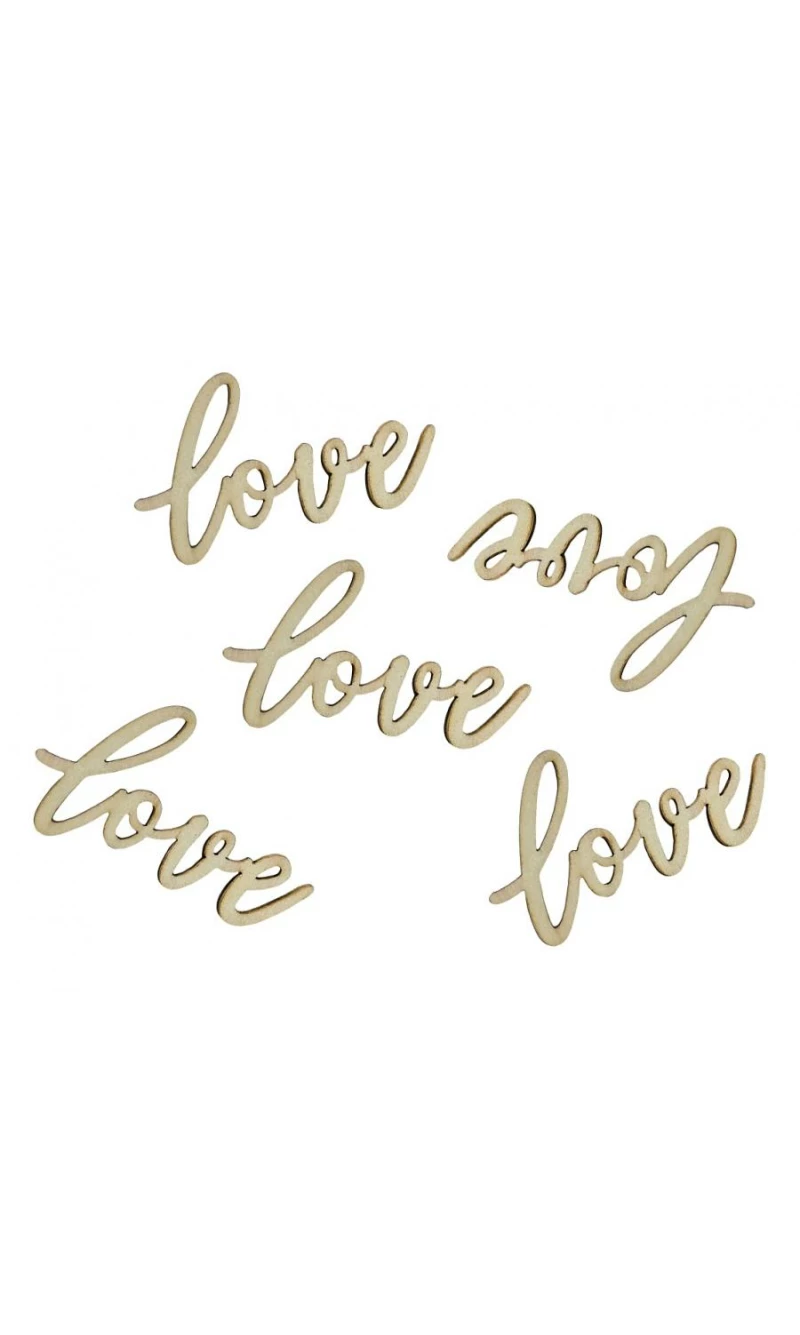 Wooden Confetti Love, 6 x 3cm - 18pcs