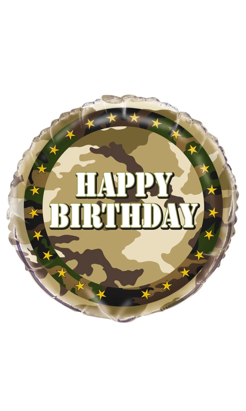 Military Camo Round Foil Balloon 18 Inch