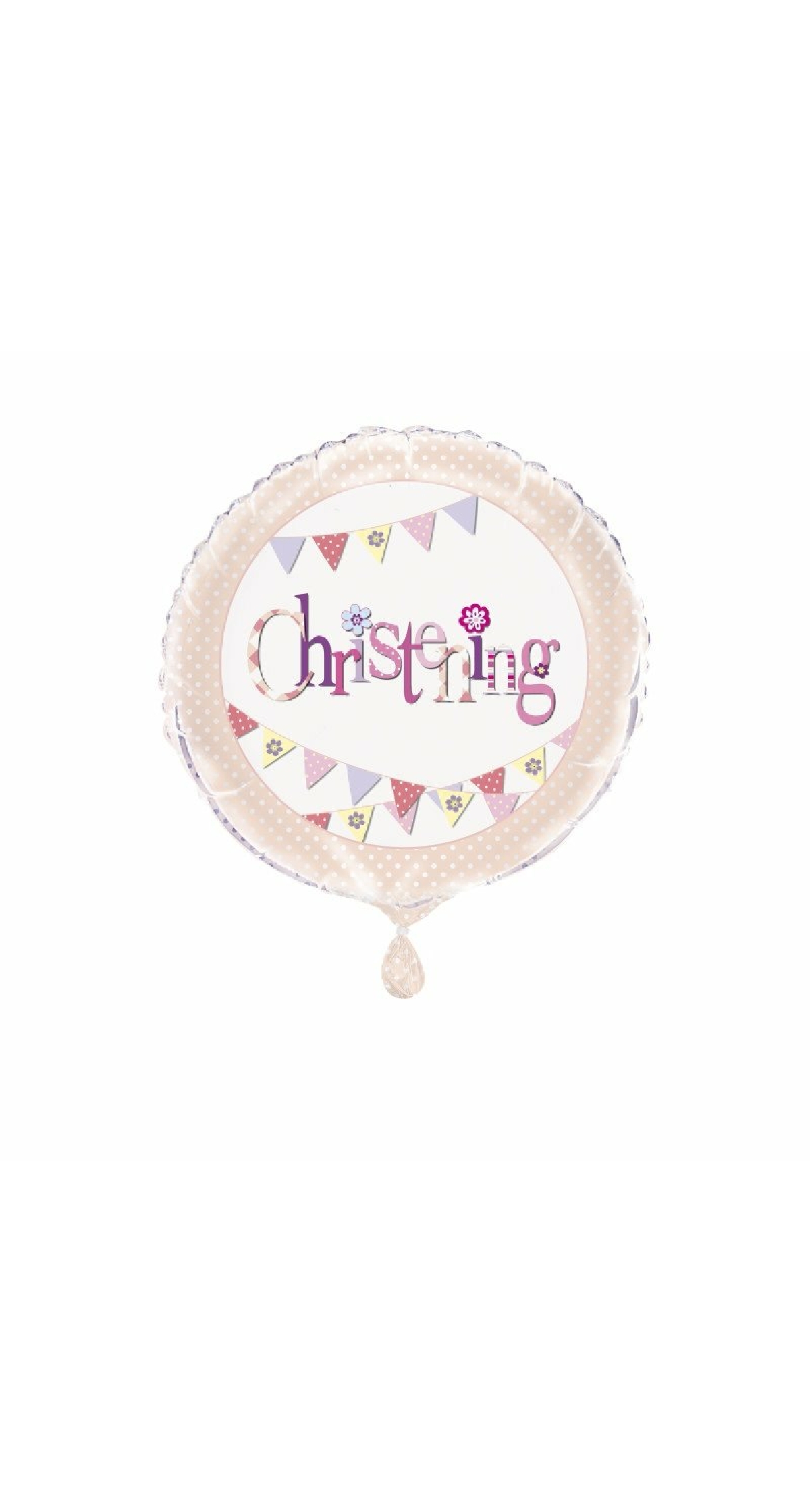 Pink Bunting Christening 18" Round Foil Balloon