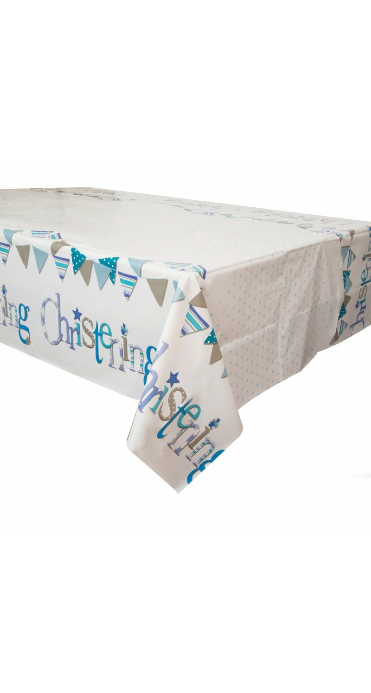Blue Bunting Christening Plastic Table Cover - 54" x 84"