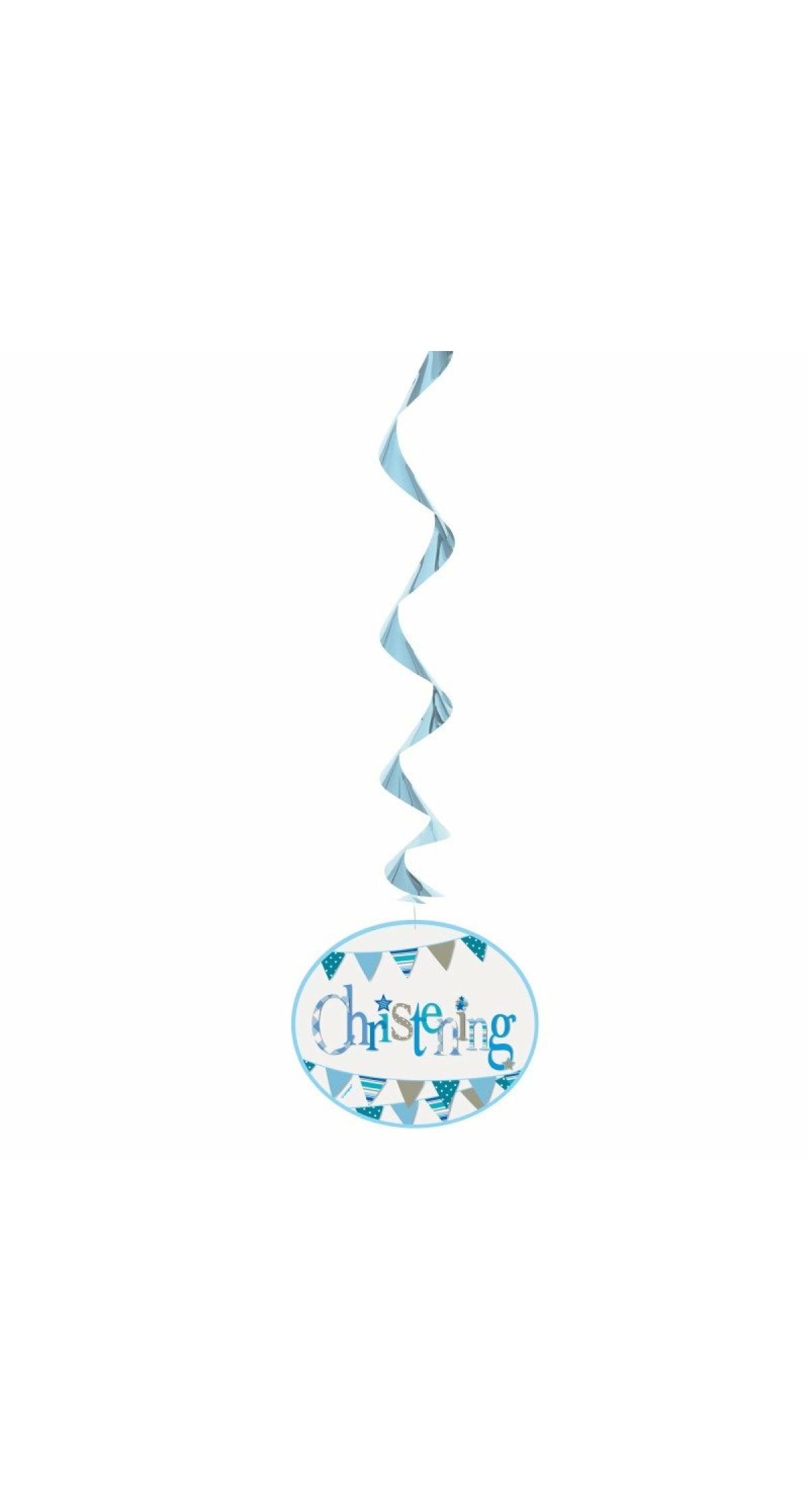 Blue Bunting Christening Hanging Swirl Decorations - 3pk