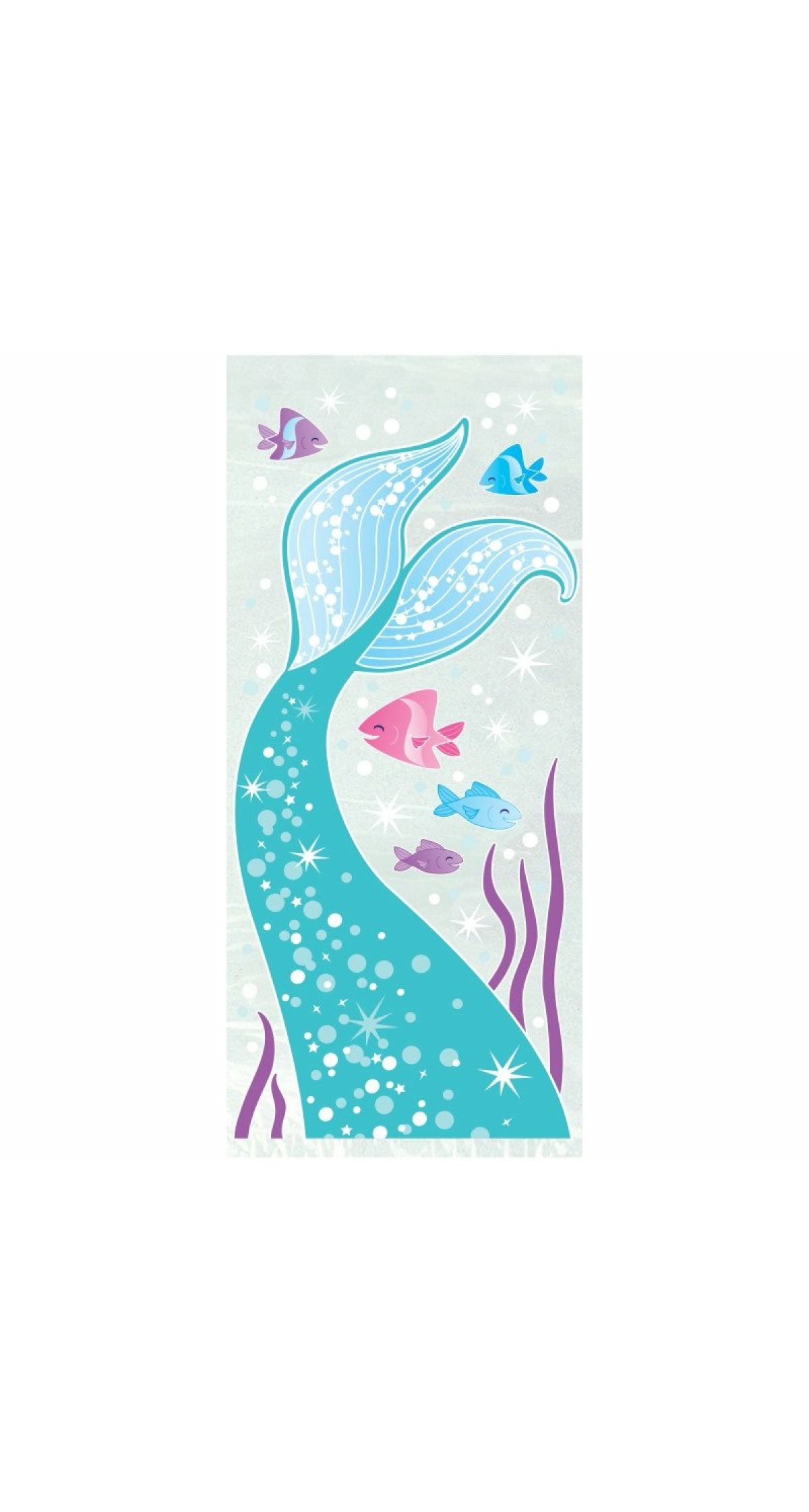 Mermaid Cellophane Party Bags 12.7 x 28cm - 20pk