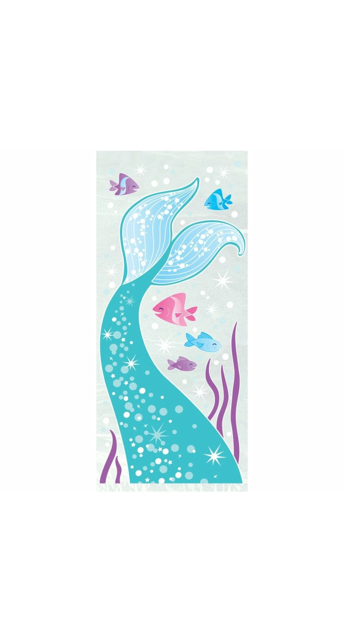 Mermaid Cellophane Party Bags 12.7 x 28cm - 20pk