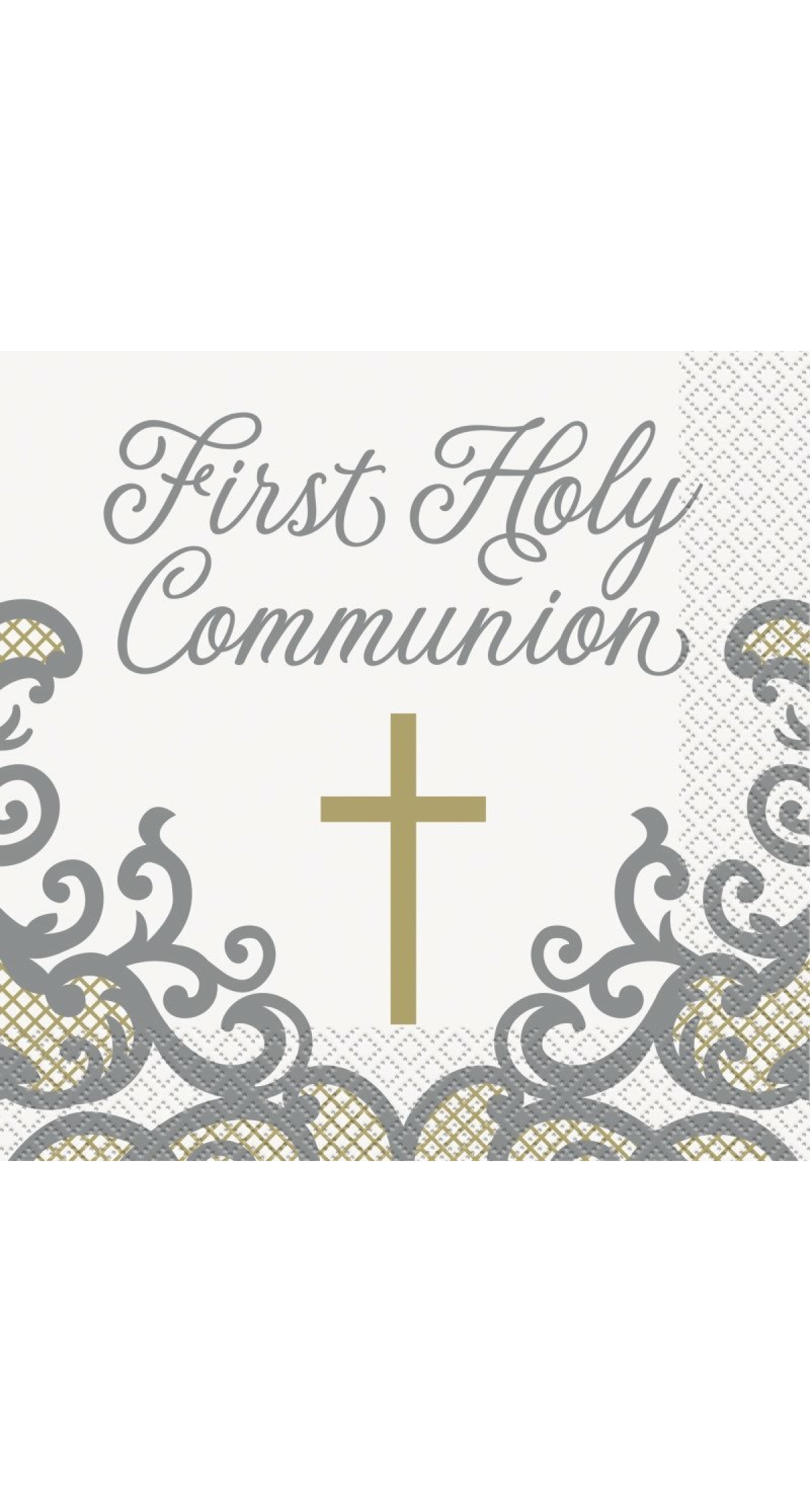 Fancy Gold Cross First Holy Communion Napkins - 16pk