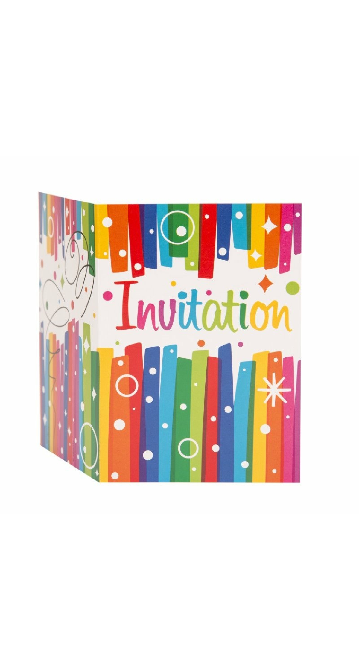 Rainbow Ribbons Birthday Invitations - 8pk