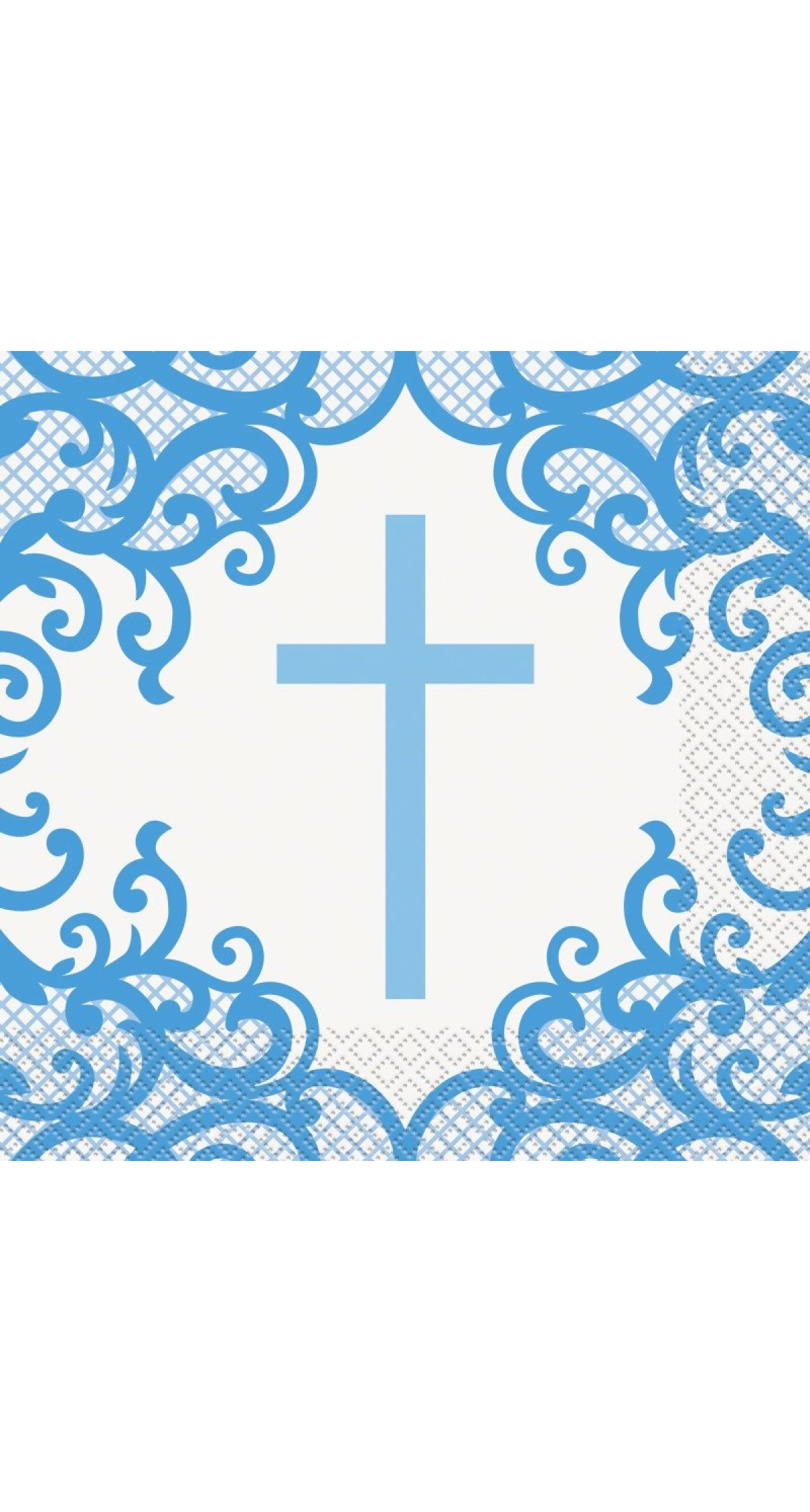 Fancy Blue Cross Luncheon Napkins - 16pk