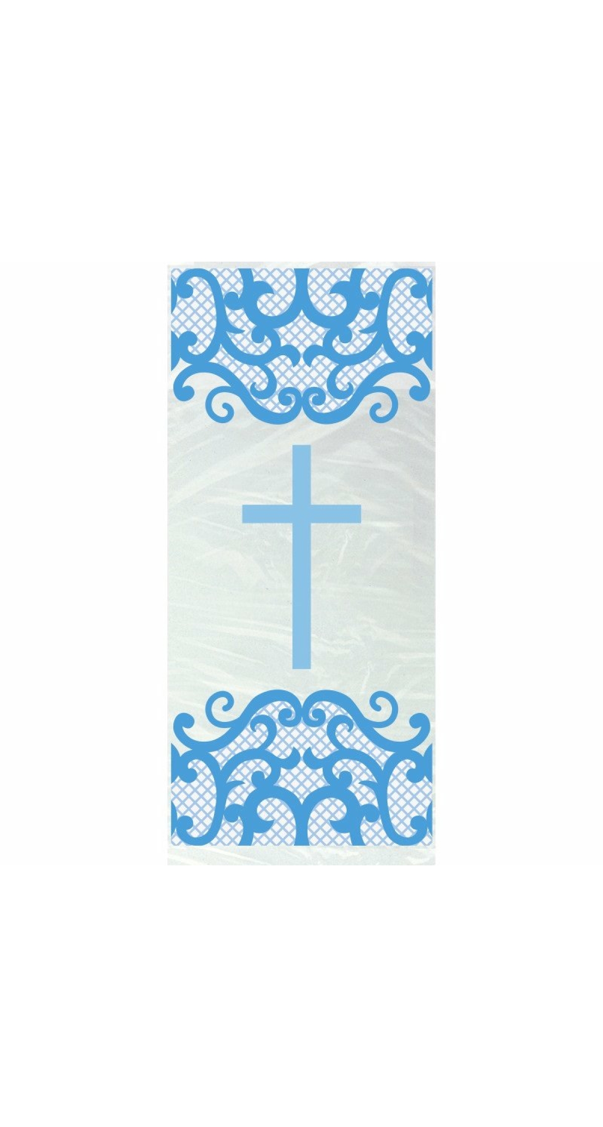 Fancy Blue Cross Cellophane Party Bags 5x11" - 20pk
