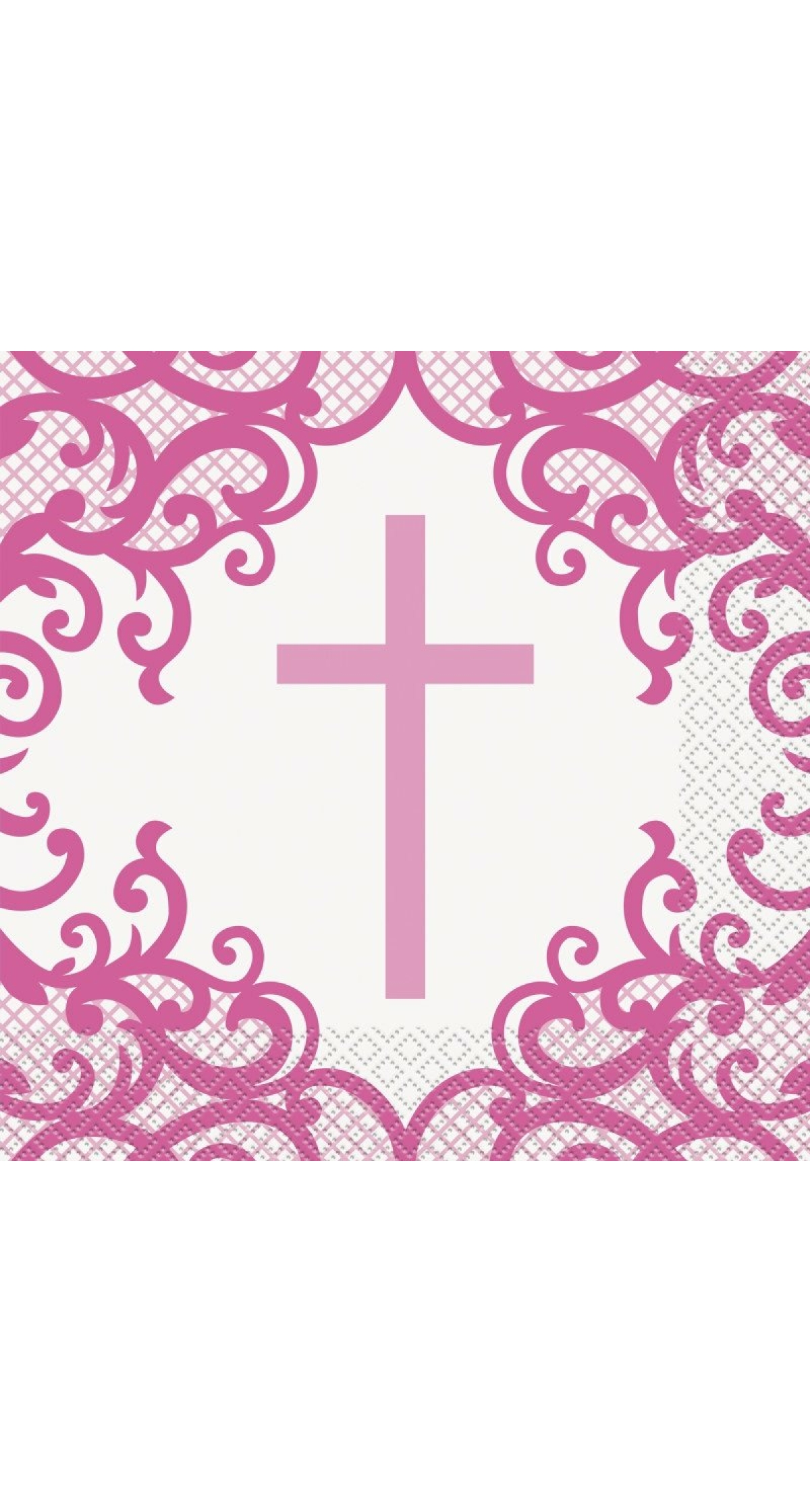 Fancy Pink Cross Napkins - 16pk