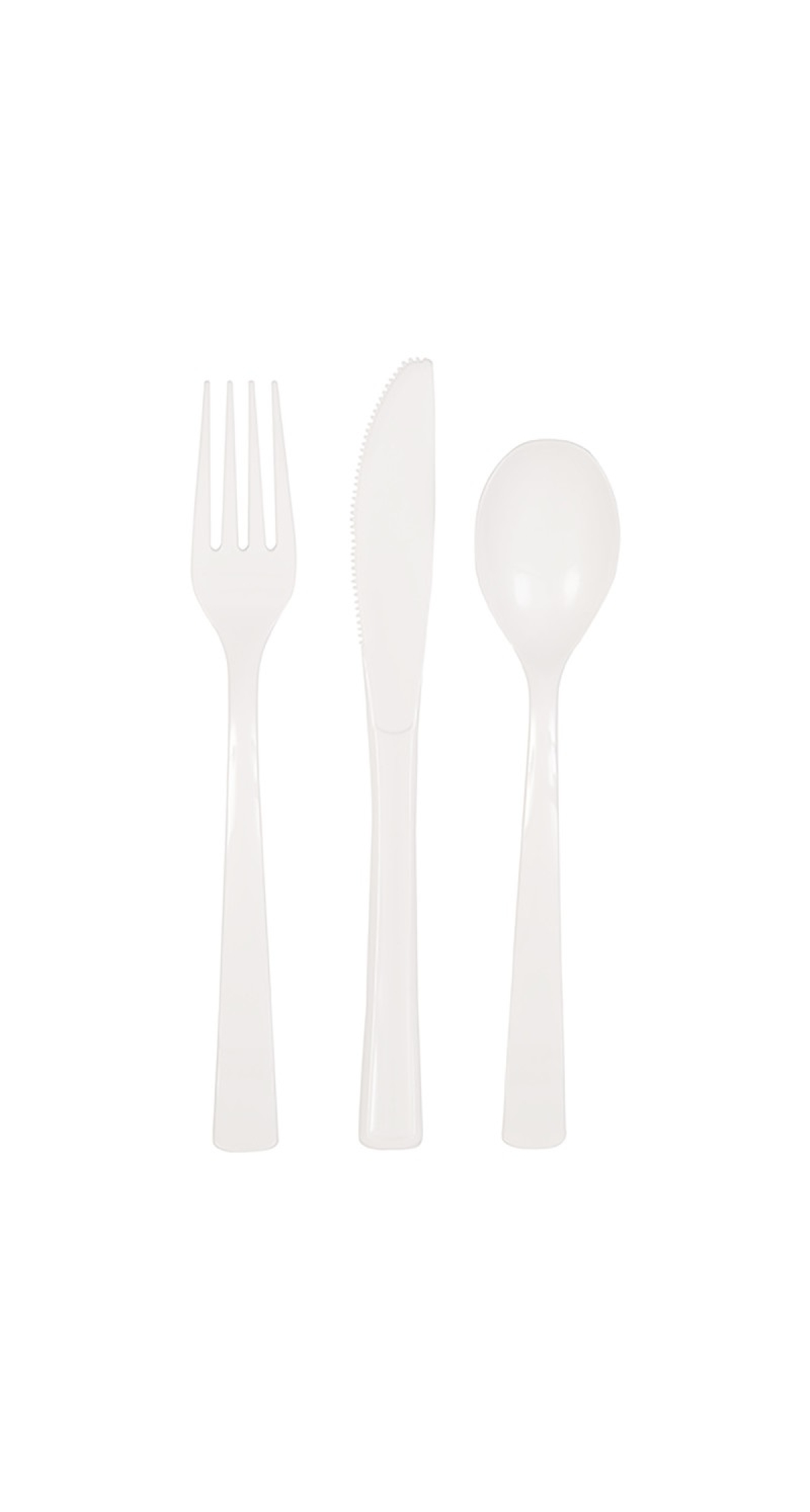 White Solid Assorted Plastic Cutlery - 18pk
