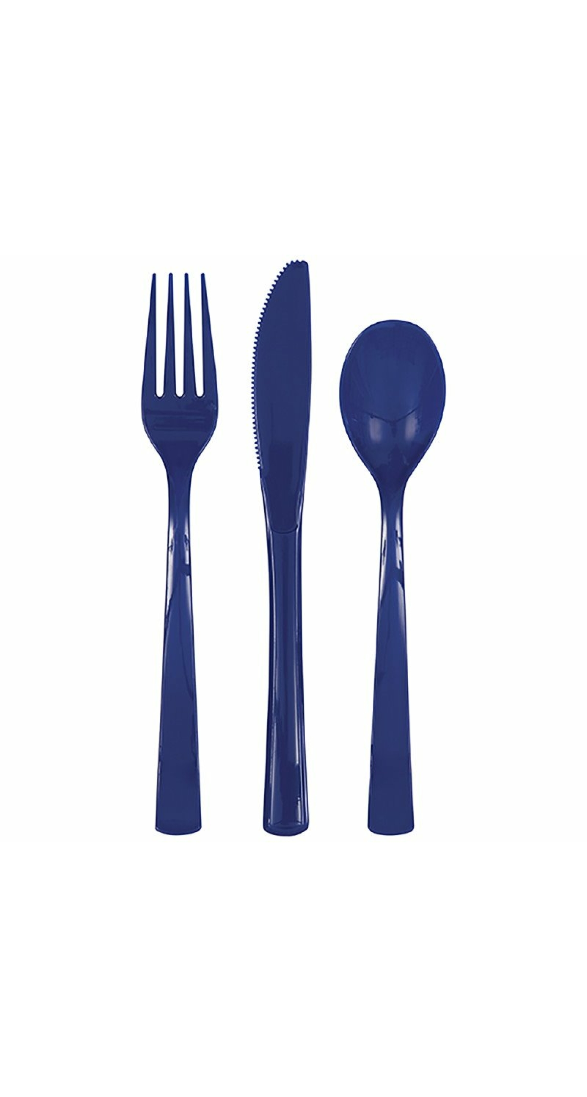 True Navy Blue Solid Assorted Plastic Cutlery - 18pk