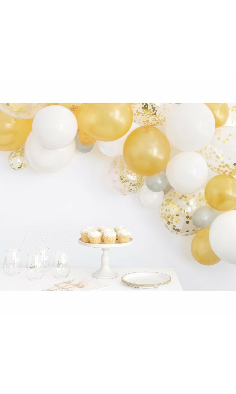 Gold, Silver & White Balloon Garland Kit - 41pcs