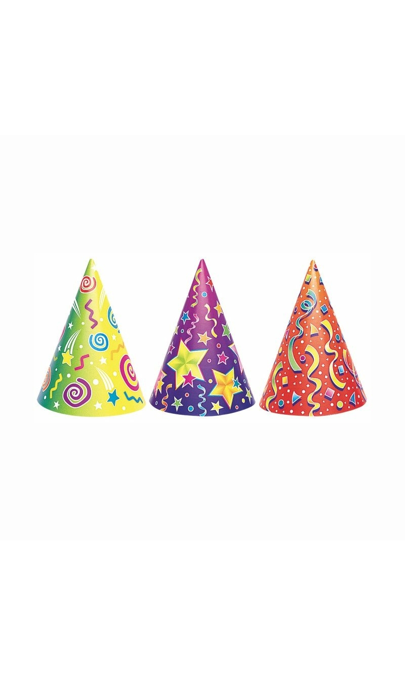 Kaleidoscope Party Hats Assorted Colours - 6pk