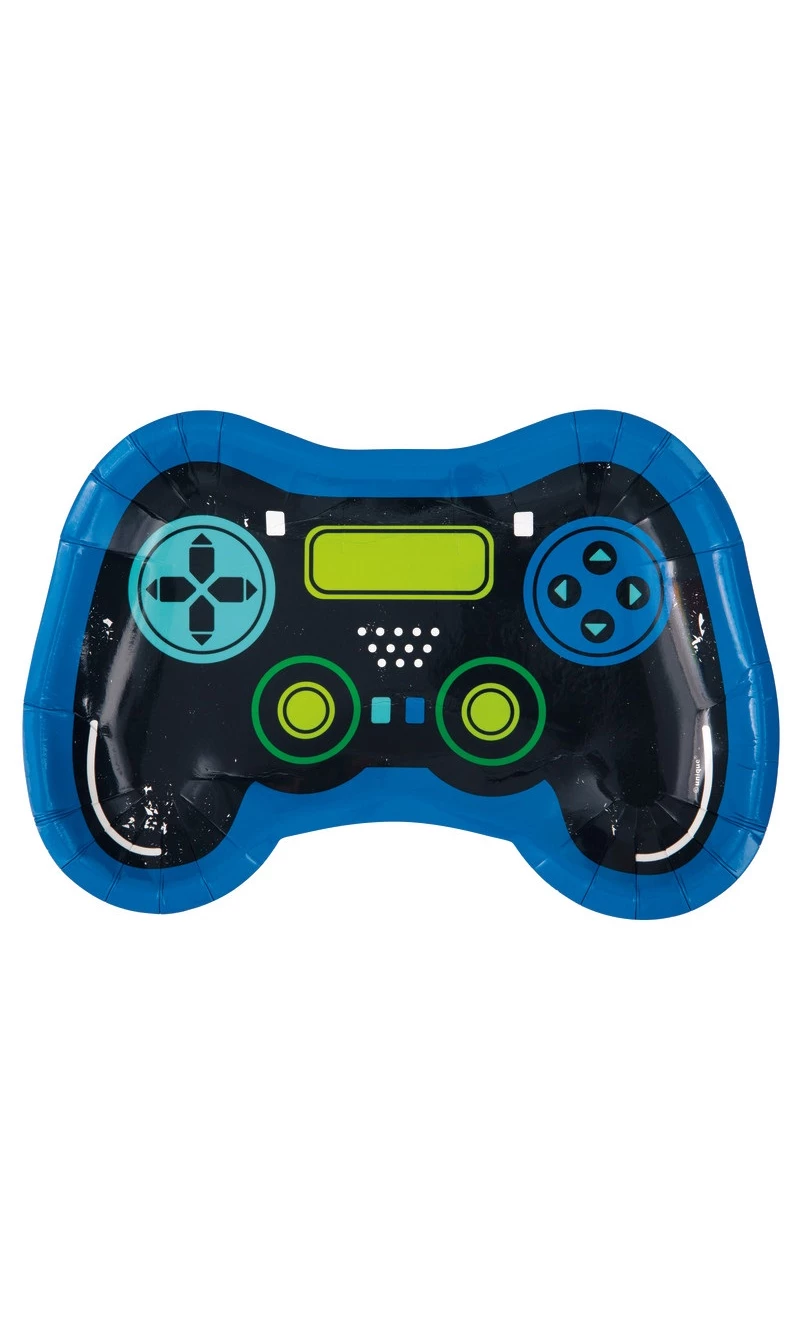 Gamer Birthday Controller Shaped Dinner Plates 23.4 x 16cm - 8pk