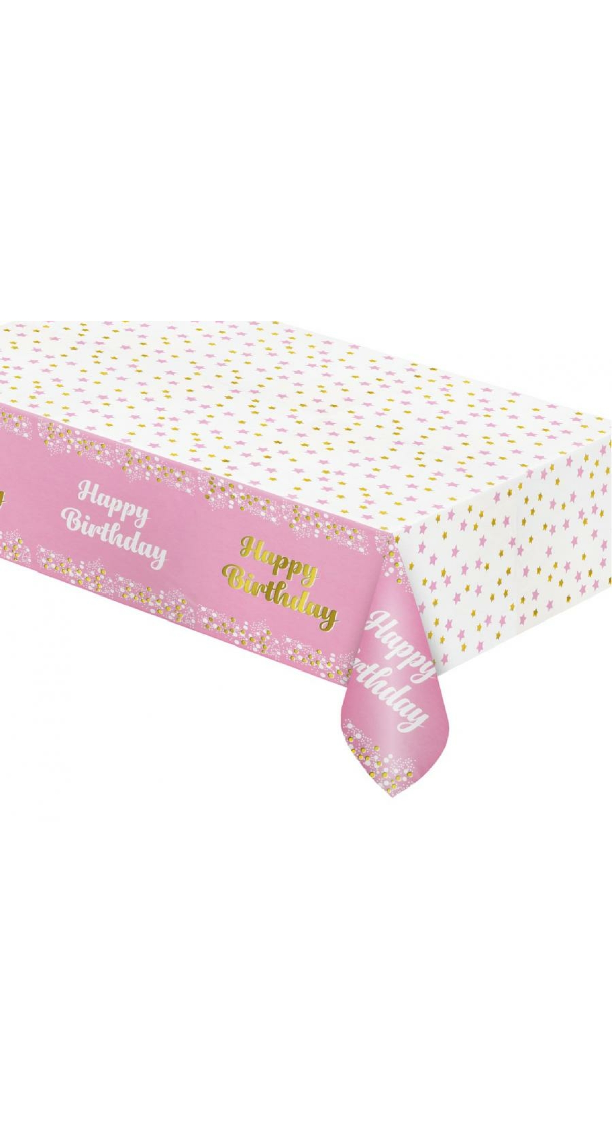 Happy Birthday Light Pink Foil Tablecover - 137x183cm