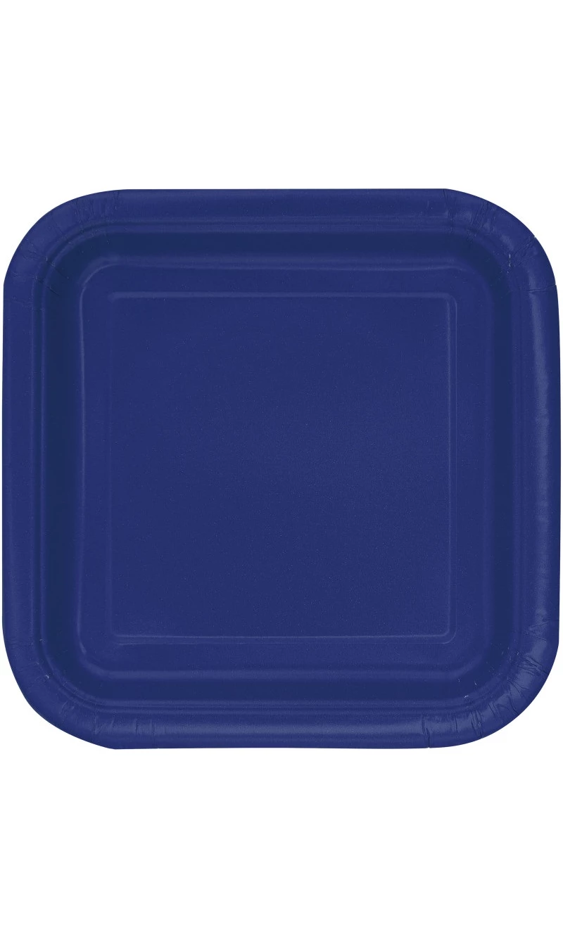 True Navy Blue Solid Square 9 Inch Dinner Plates - 14pk