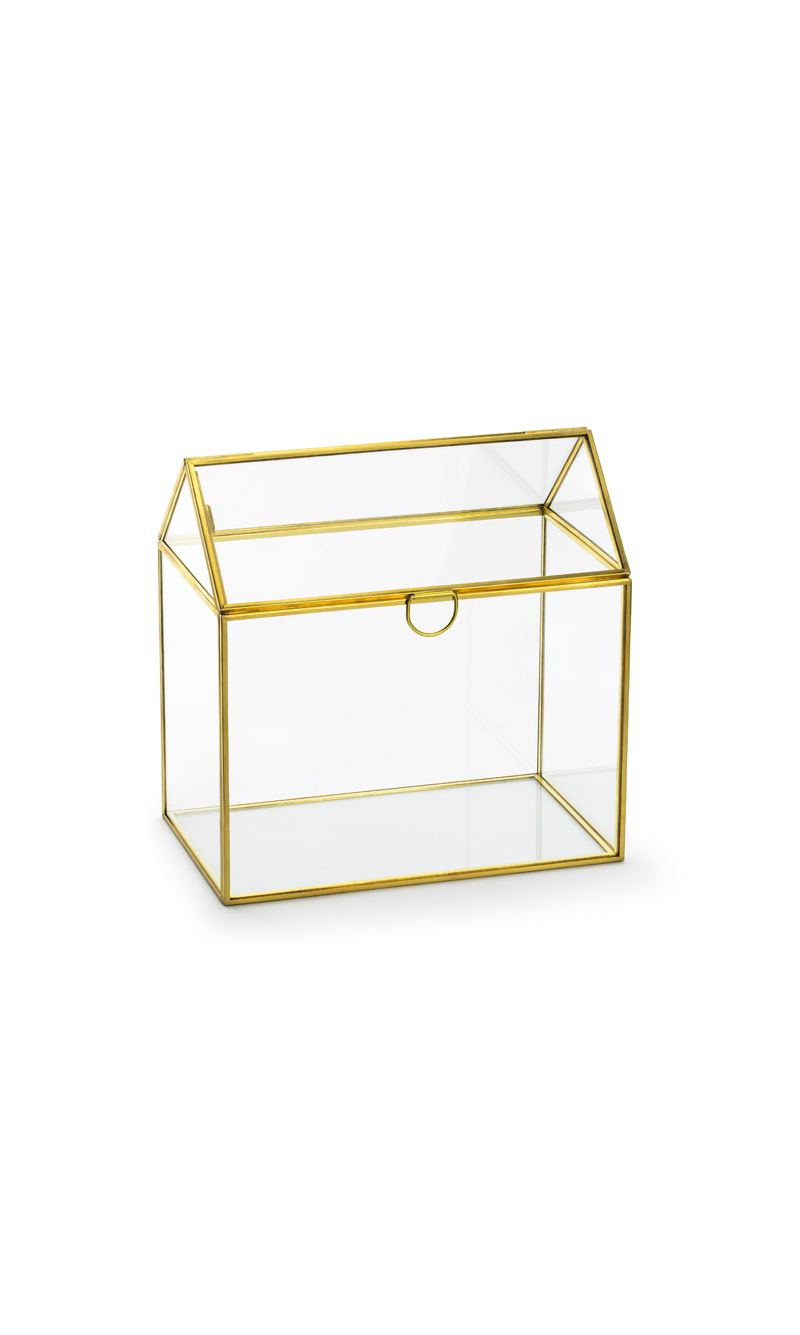 Glass Gift Card Holder Gold 13x21x21cm