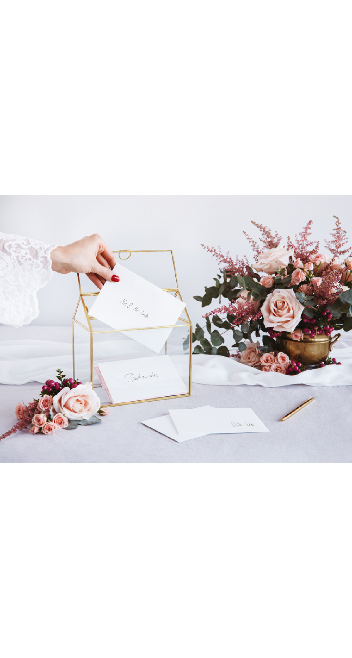 Glass Gift Card Holder Gold 13x21x21cm