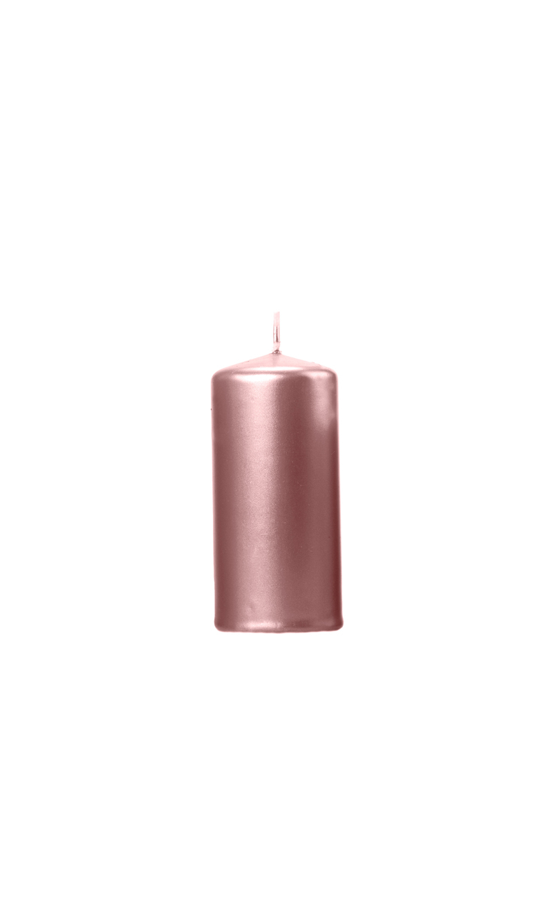 Pillar Candle Metallic Rose Gold 12x6cm - 1pc