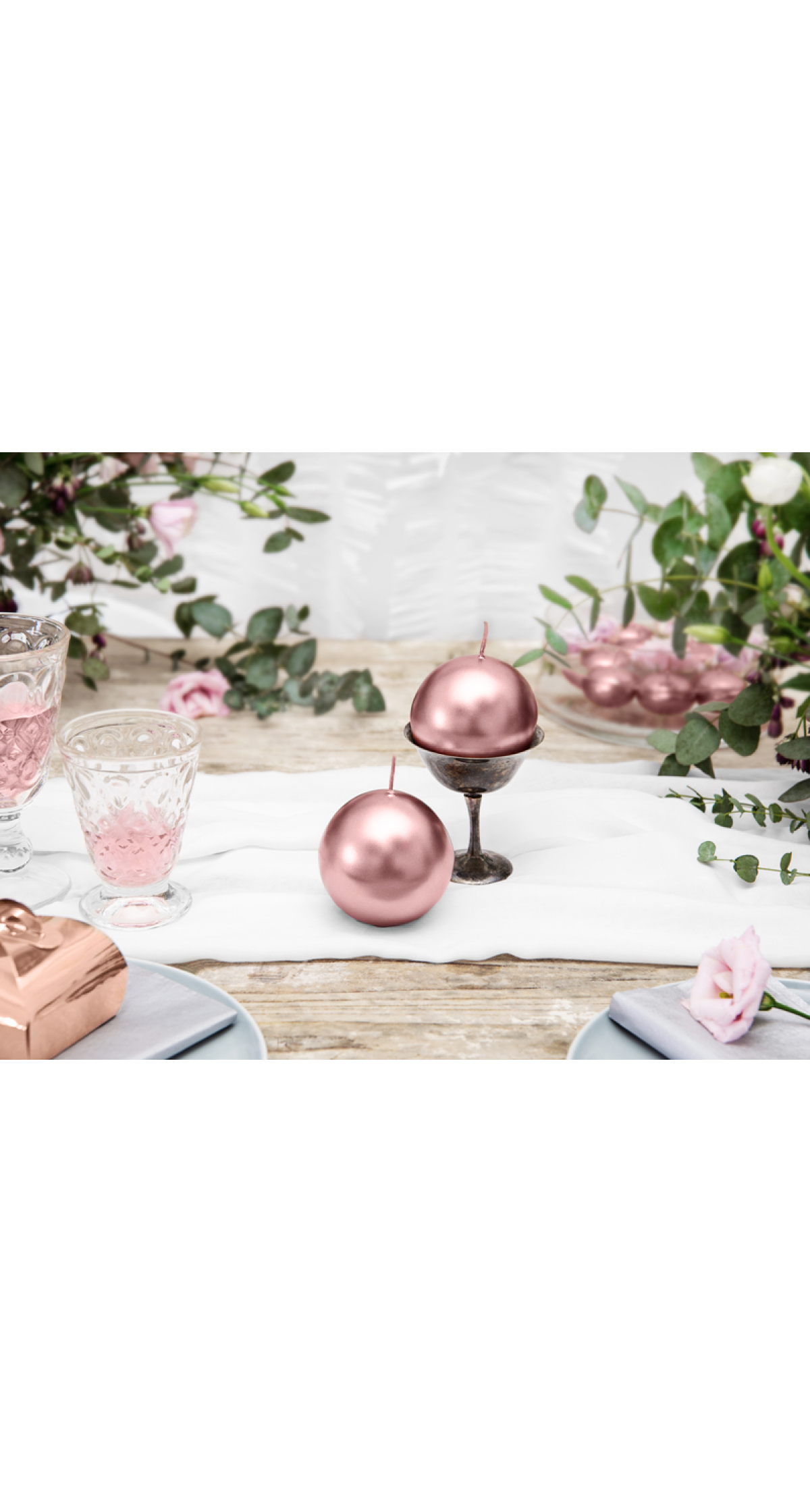 Candle Sphere Metallic Rose Gold 8cm - 1pc