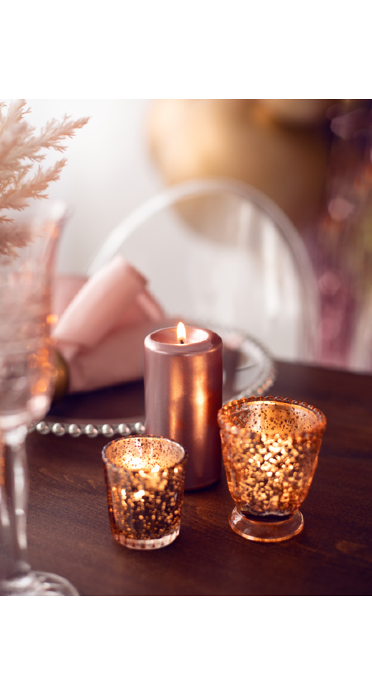 Candle Holder Rose Gold 8cm - 1pc