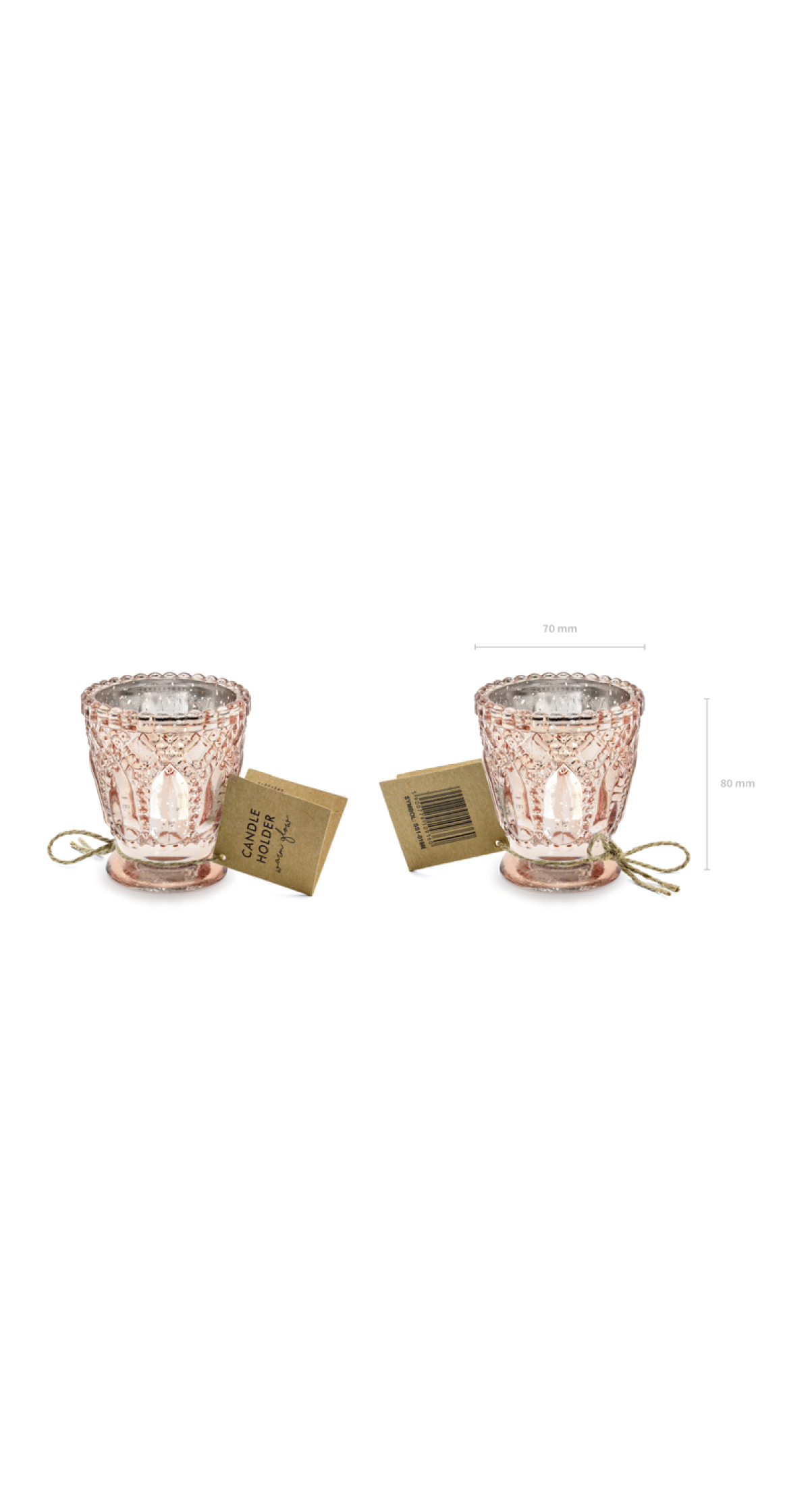 Candle Holder Rose Gold 8cm - 1pc