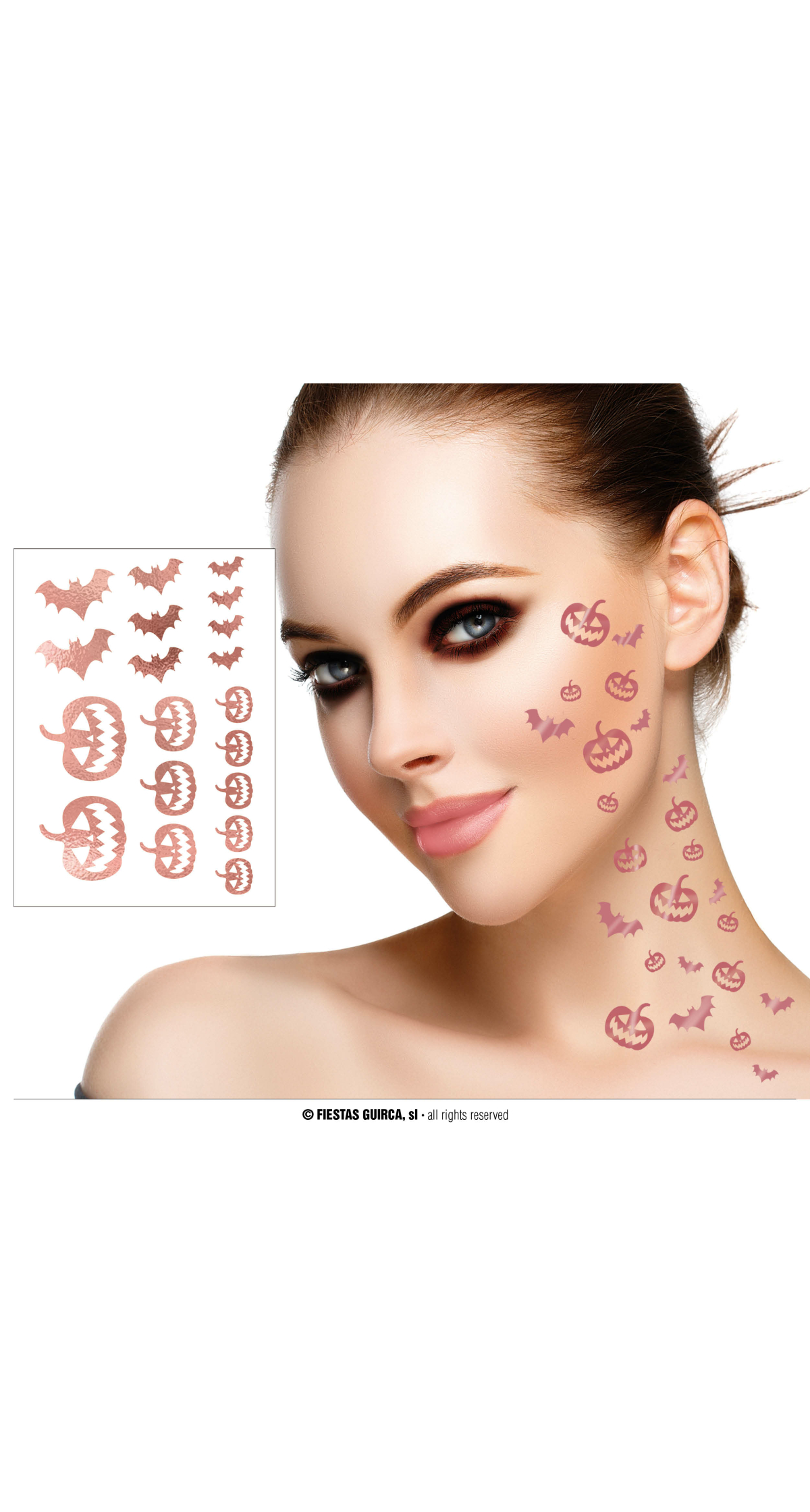 Halloween Rose Gold Pumpkin / Bat Tattos (2 sheets of 16)