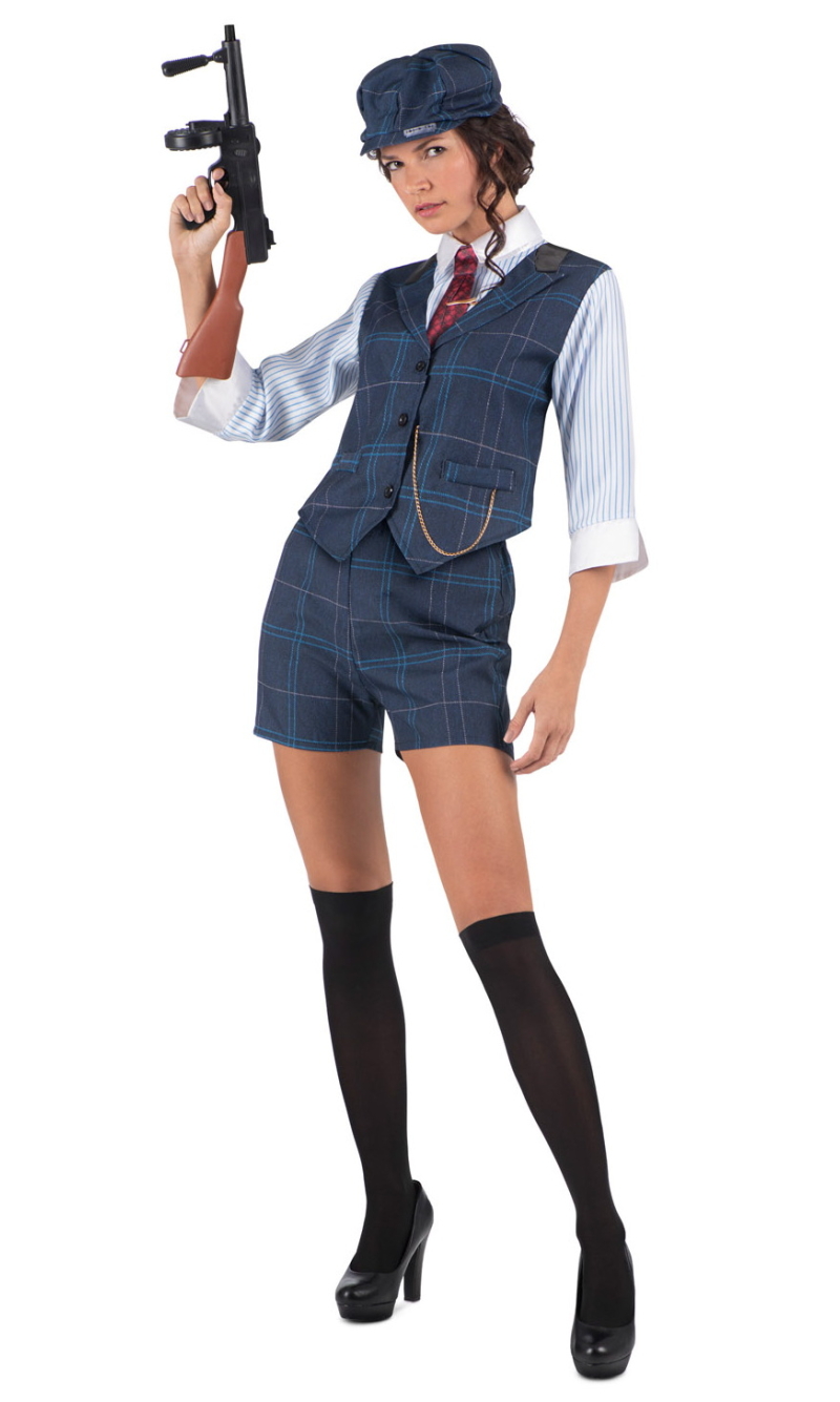 Peaky Blinder Irish Gangster Lady Costume - Adult Size Large
