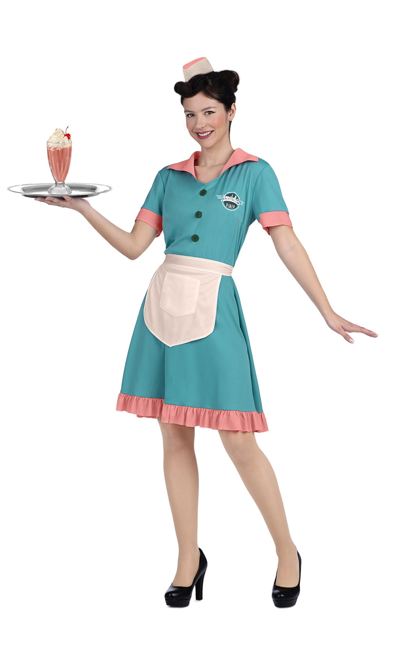 Deluxe Waitress 1950s Costume - Adult Size Small