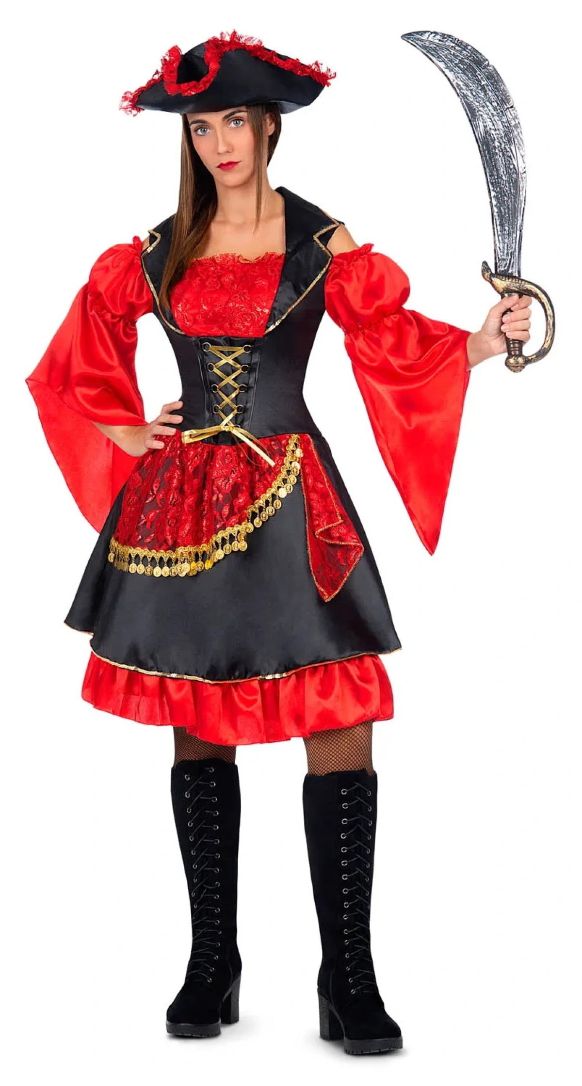 Deluxe Sassy Pirate Woman Costume - Adult Size Small