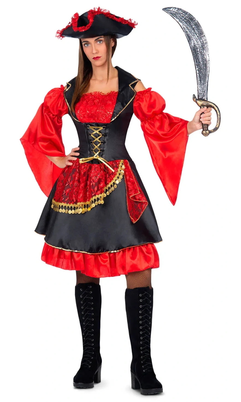 Deluxe Sassy Pirate Woman Costume - Adult Size Small