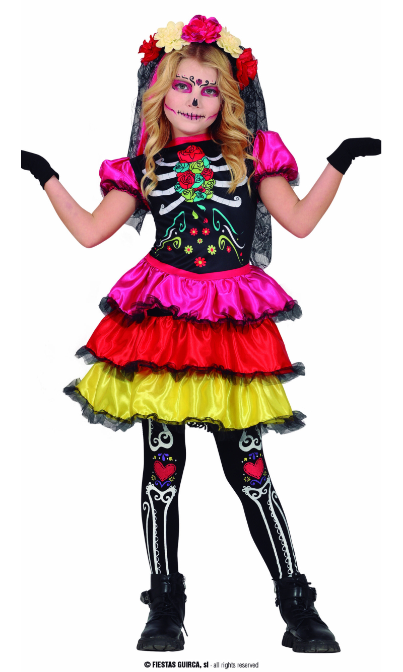 Scary Catrina Costume - Age 5 to 6 Years