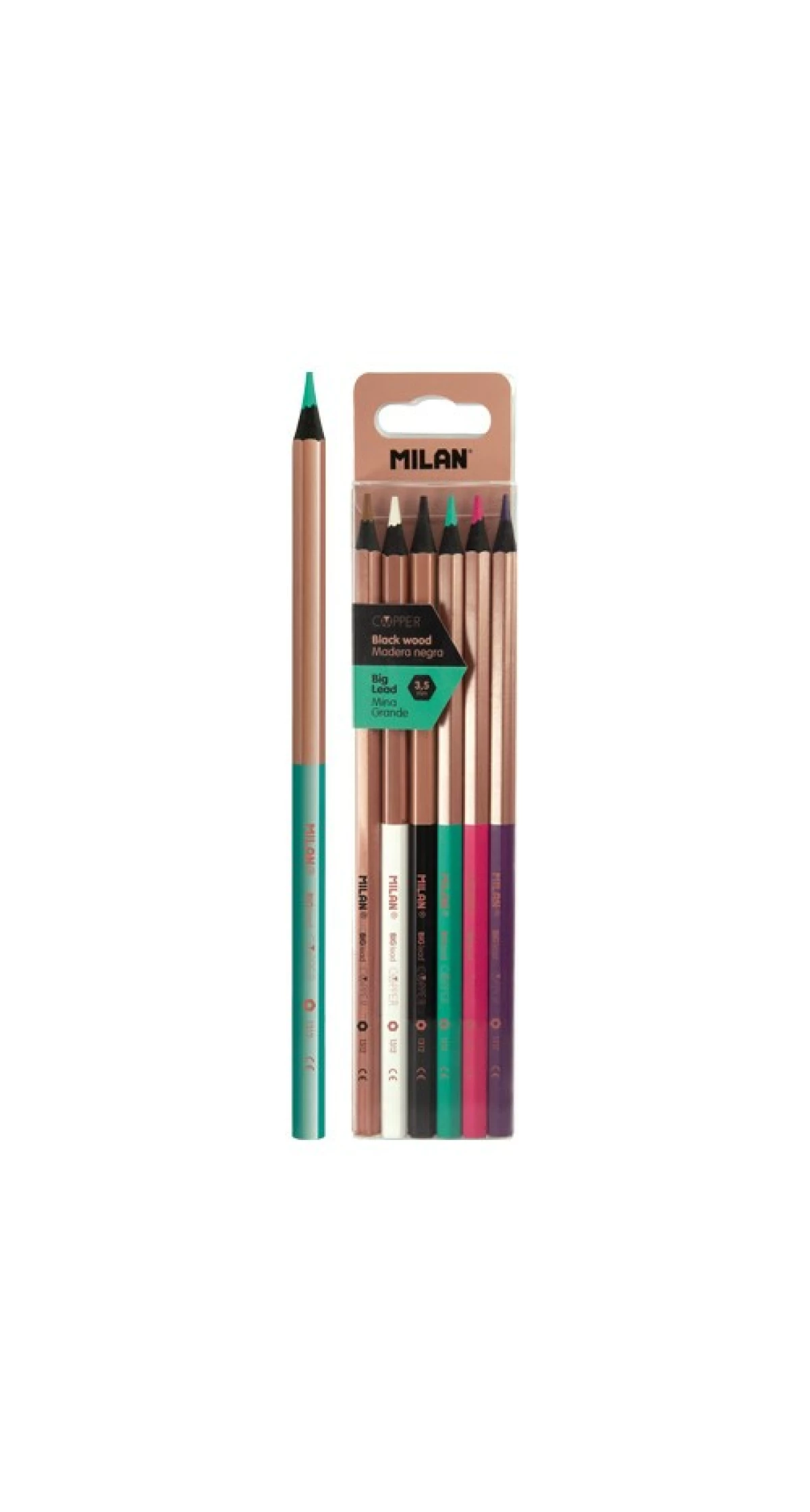 Black Wood Copper Pencils - 6pk