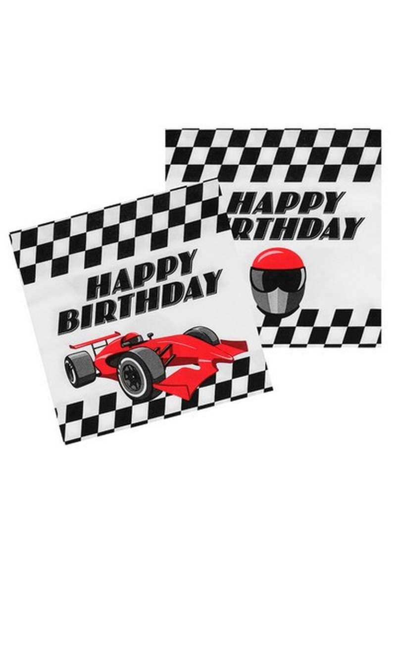 Happy Birthday Racing Napkins 33x33cm - 20pcs