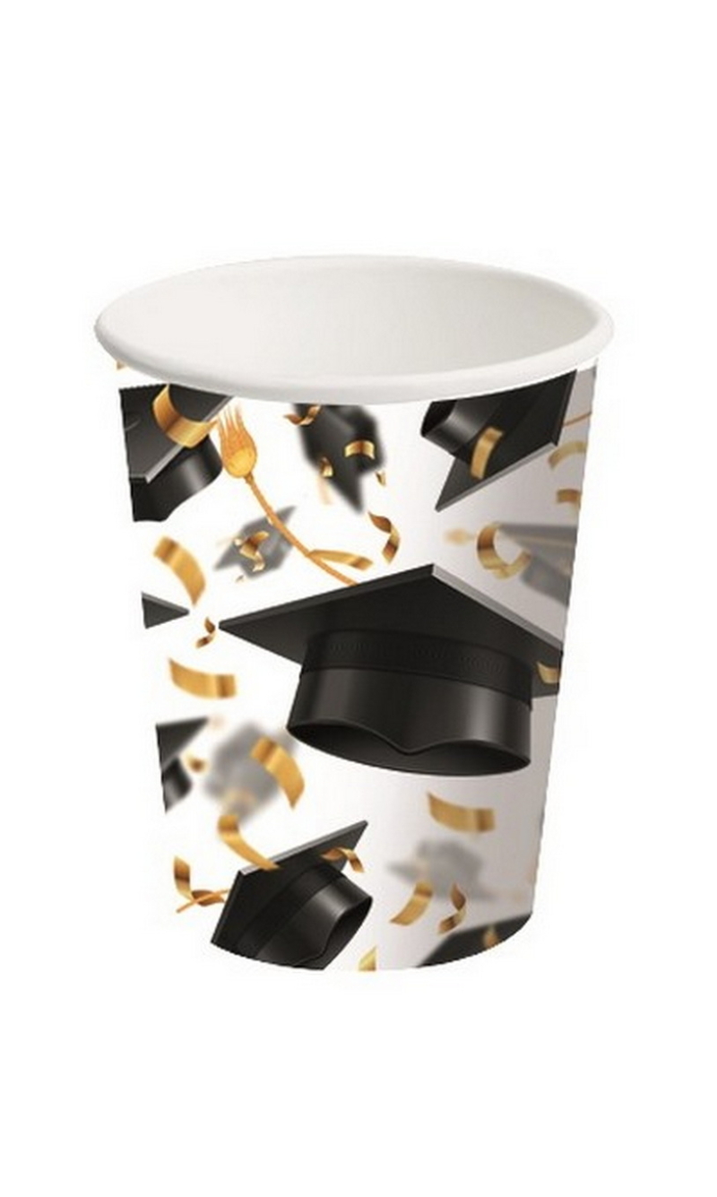 Graduation Hats Paper Cups 250ml - 8pcs