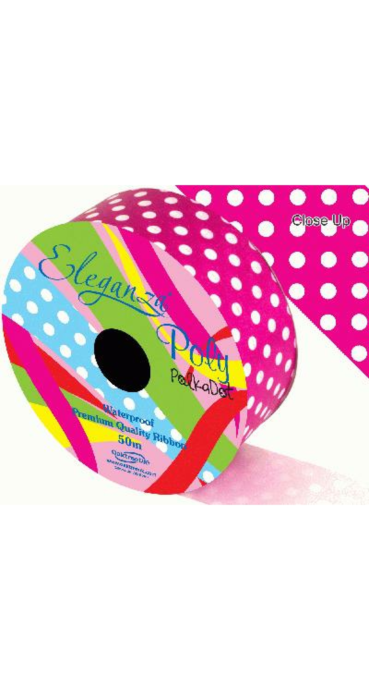 Pull Bow Fuchsia With White Polka Dots - 50mm