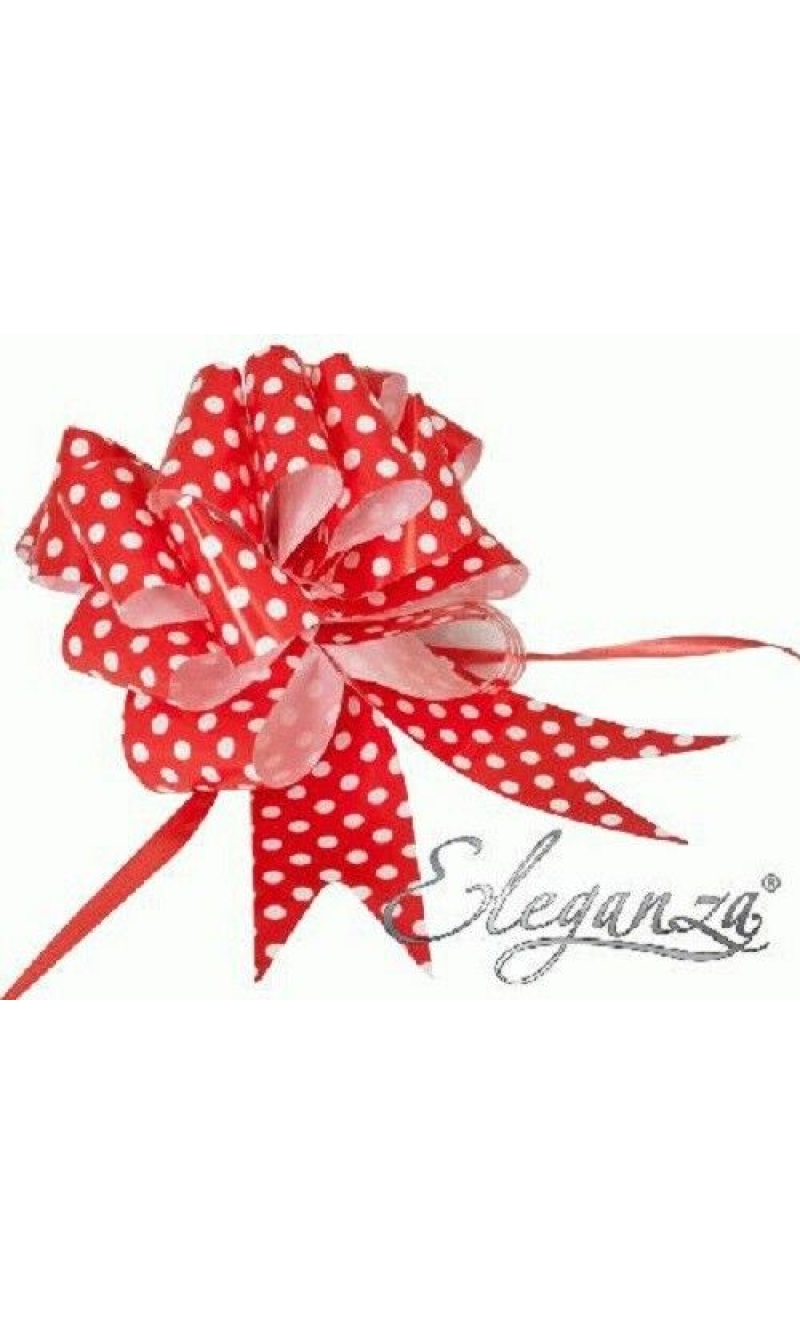 Pull Bow Red With White Polka Dots - 50mm