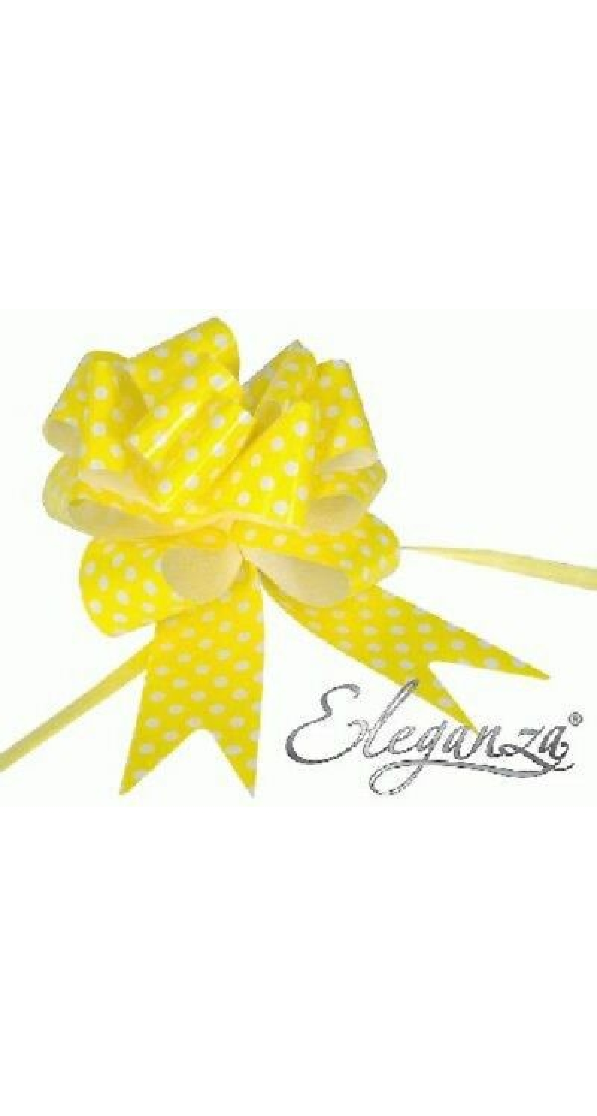 Pull Bow Yellow With White Polka Dots - 50mm