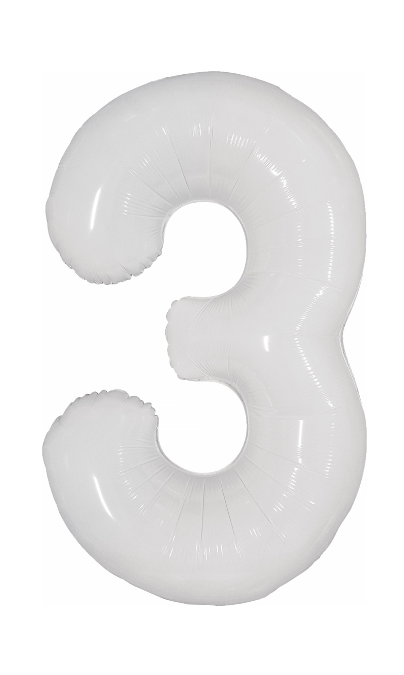 40 Inch Foil Balloon Number 3 - White