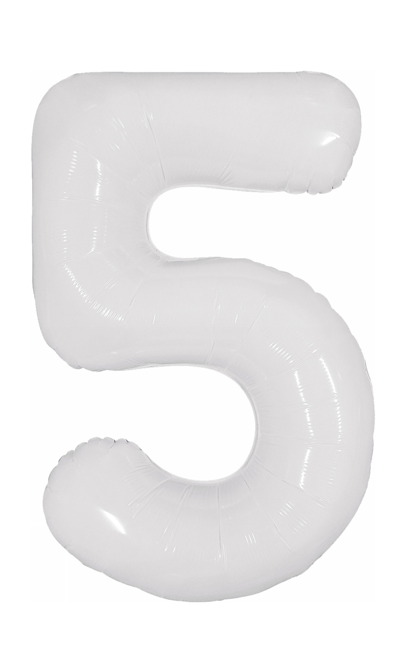 40 Inch Foil Balloon Number 5 - White