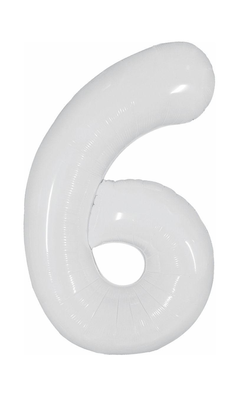 40 Inch Foil Balloon Number 6 - White