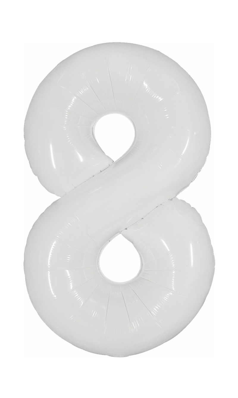 40 Inch Foil Balloon Number 8 - White