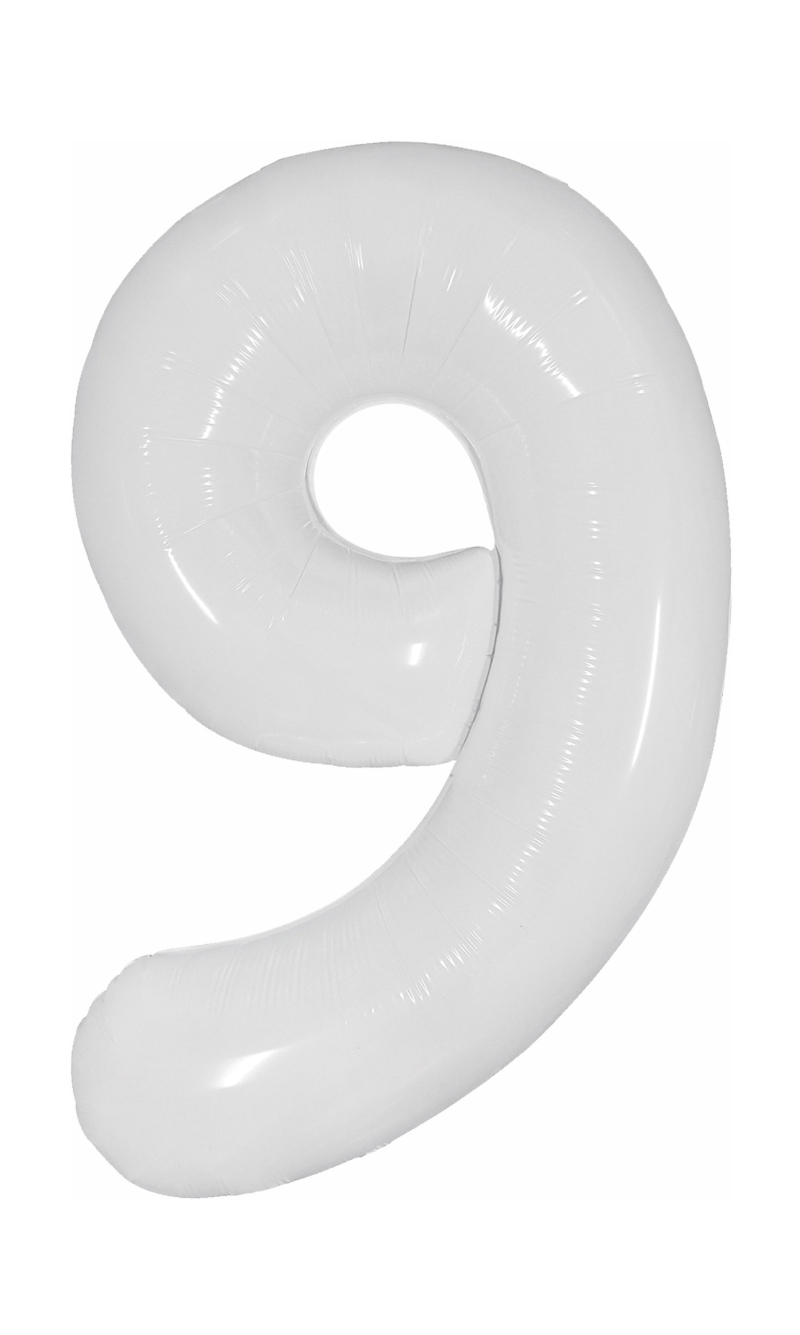 40 Inch Foil Balloon Number 9 - White