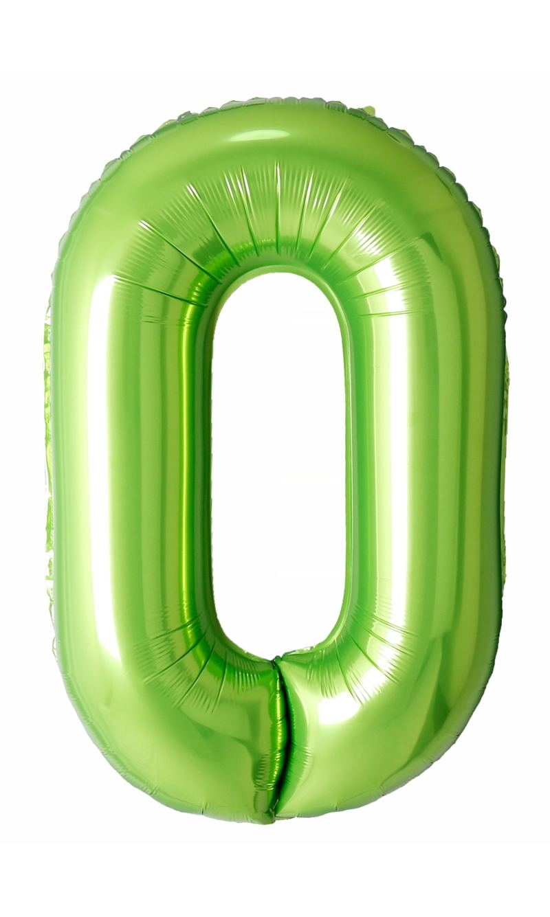 40 Inch Foil Balloon Number 0 - Lime Green
