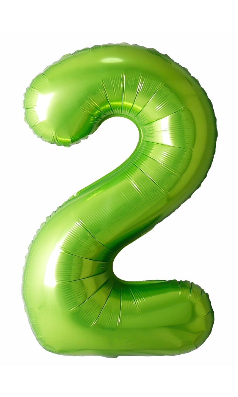 40 Inch Foil Balloon Number 2 - Lime Green