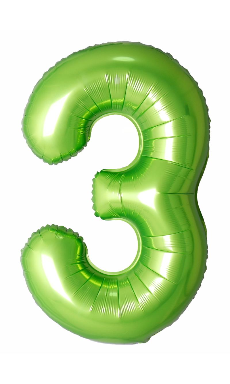 40 Inch Foil Balloon Number 3 - Lime Green