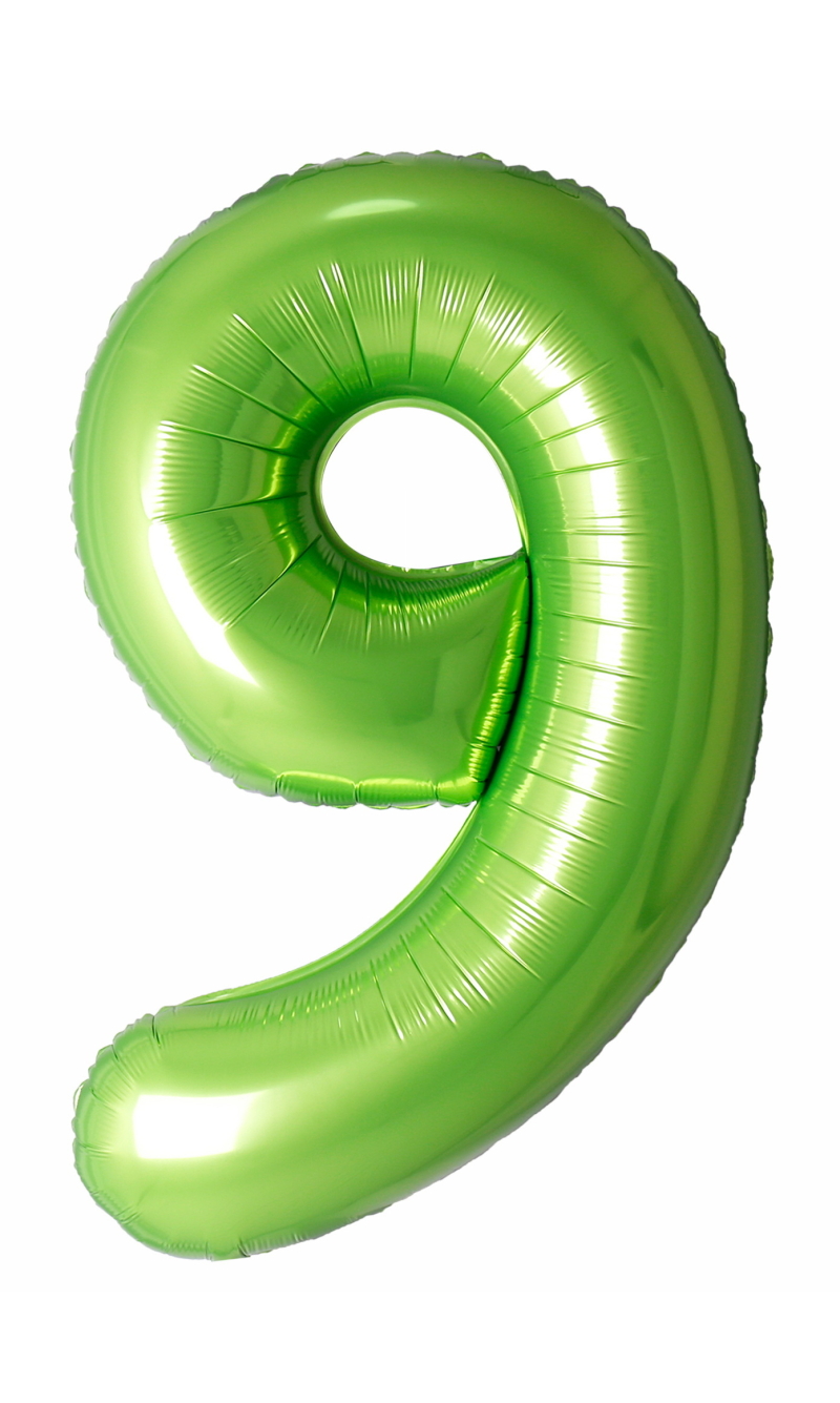 40 Inch Foil Balloon Number 9 - Lime Green