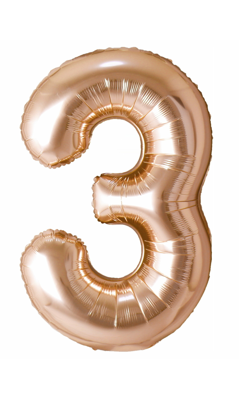 40 Inch Foil Balloon Number 3 - Champagne Gold
