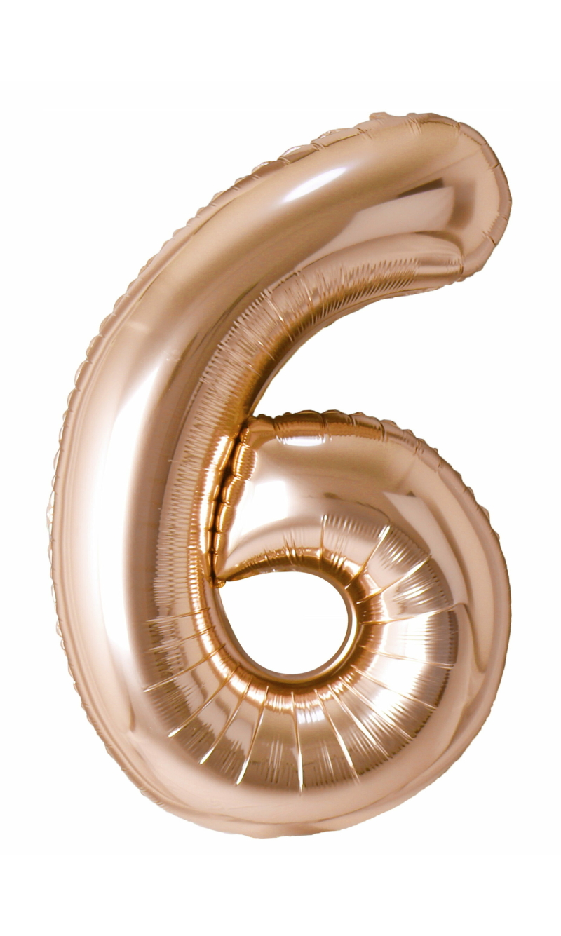40 Inch Foil Balloon Number 6 - Champagne Gold