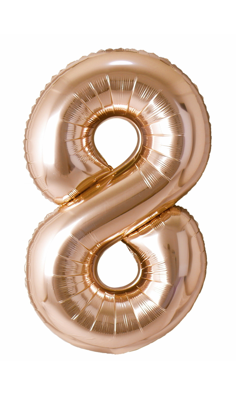 40 Inch Foil Balloon Number 8 - Champagne Gold