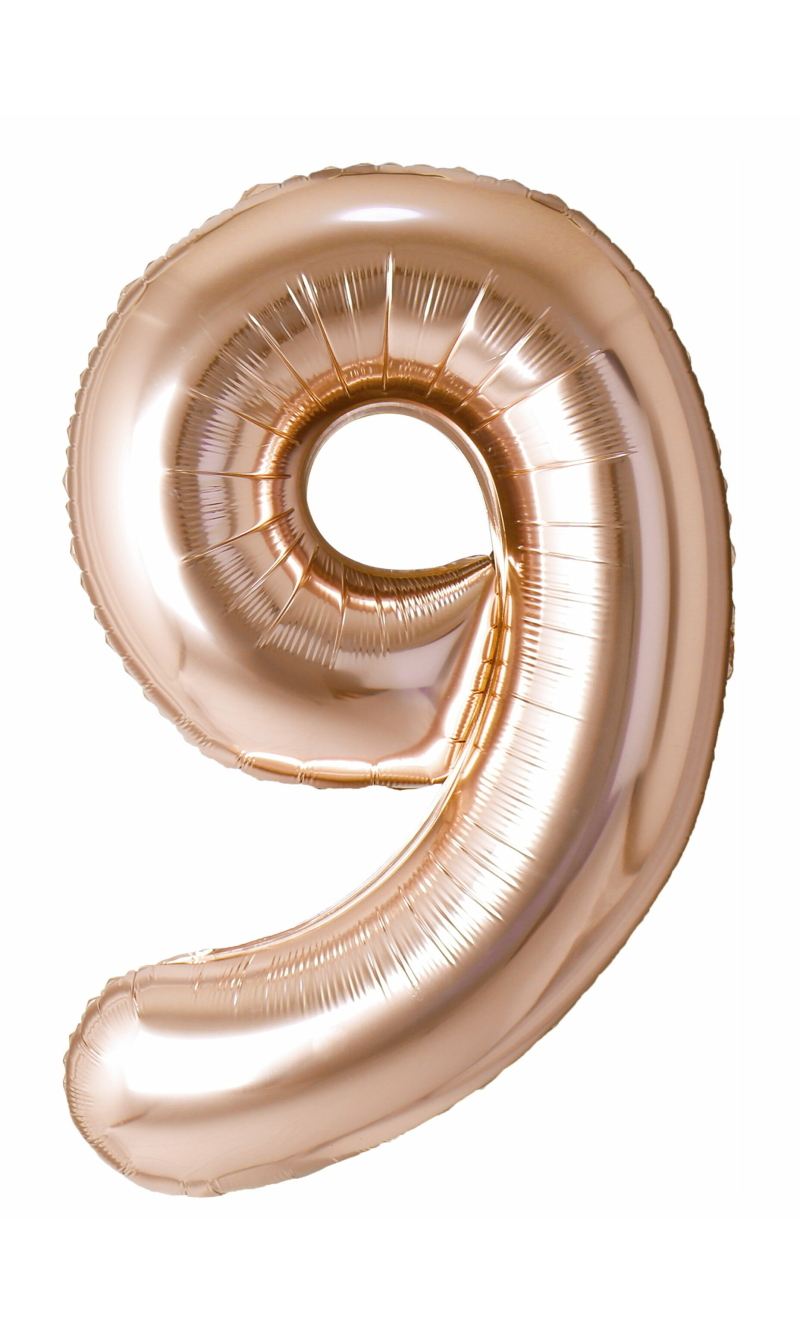 40 Inch Foil Balloon Number 9 - Champagne Gold